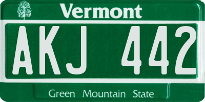 VT license plate AKJ442