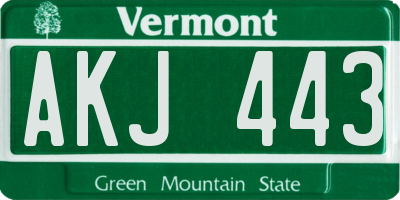 VT license plate AKJ443