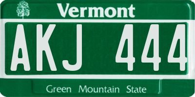 VT license plate AKJ444