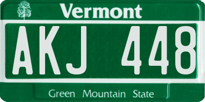 VT license plate AKJ448