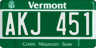 VT license plate AKJ451
