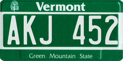 VT license plate AKJ452