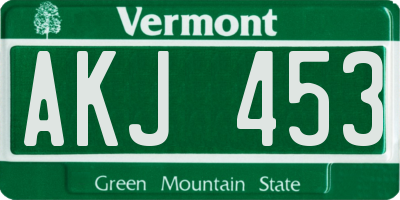 VT license plate AKJ453