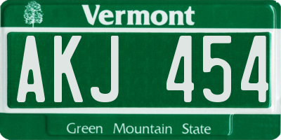 VT license plate AKJ454