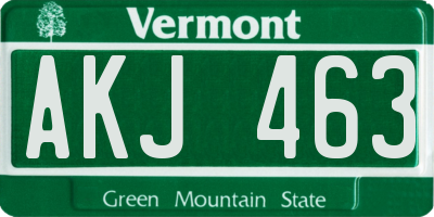 VT license plate AKJ463