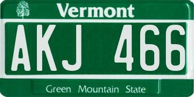 VT license plate AKJ466