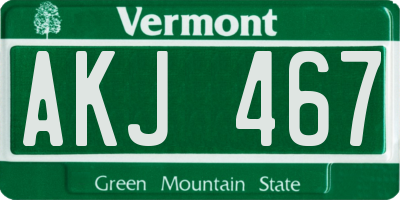 VT license plate AKJ467