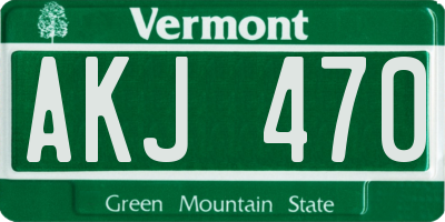 VT license plate AKJ470