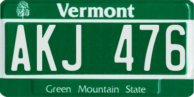 VT license plate AKJ476