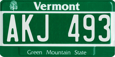 VT license plate AKJ493