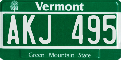 VT license plate AKJ495