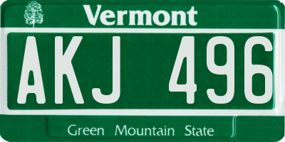 VT license plate AKJ496