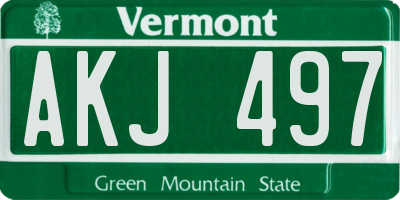 VT license plate AKJ497