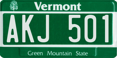 VT license plate AKJ501
