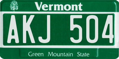 VT license plate AKJ504