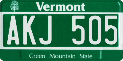 VT license plate AKJ505