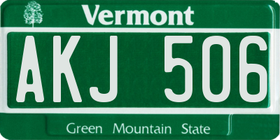 VT license plate AKJ506