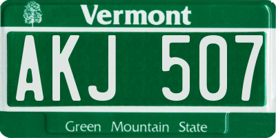 VT license plate AKJ507
