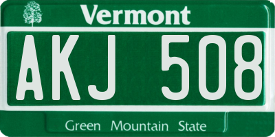 VT license plate AKJ508