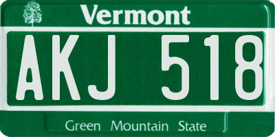 VT license plate AKJ518