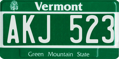 VT license plate AKJ523