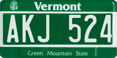 VT license plate AKJ524