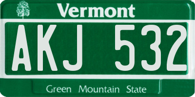 VT license plate AKJ532