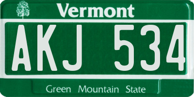 VT license plate AKJ534