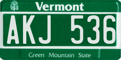 VT license plate AKJ536