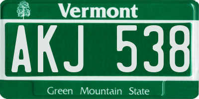 VT license plate AKJ538