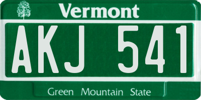 VT license plate AKJ541
