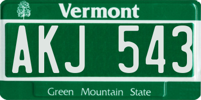 VT license plate AKJ543