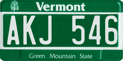 VT license plate AKJ546