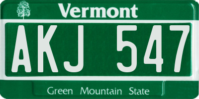 VT license plate AKJ547