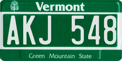 VT license plate AKJ548