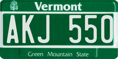VT license plate AKJ550