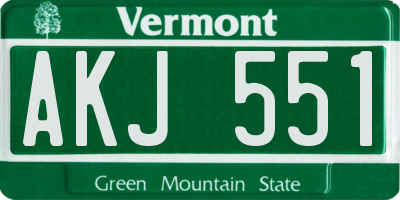 VT license plate AKJ551