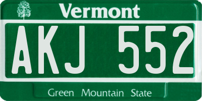 VT license plate AKJ552