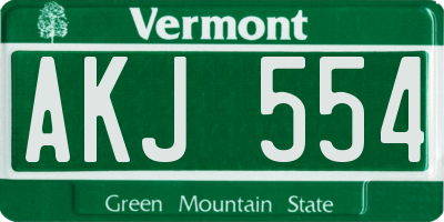 VT license plate AKJ554