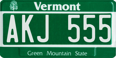 VT license plate AKJ555