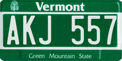 VT license plate AKJ557