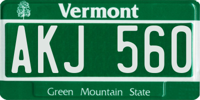 VT license plate AKJ560