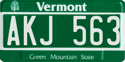VT license plate AKJ563