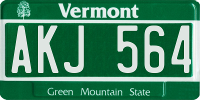 VT license plate AKJ564