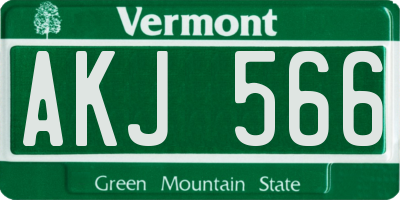 VT license plate AKJ566