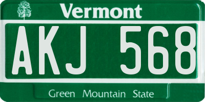 VT license plate AKJ568