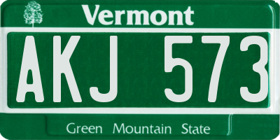 VT license plate AKJ573