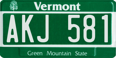 VT license plate AKJ581