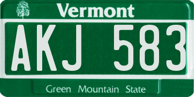 VT license plate AKJ583