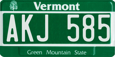 VT license plate AKJ585